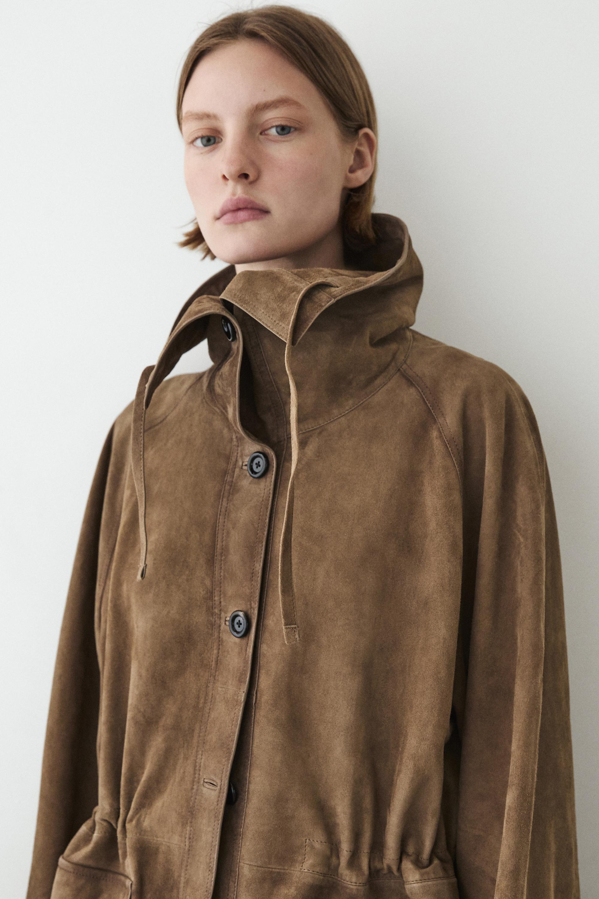 Parka cuello subido piel ante
