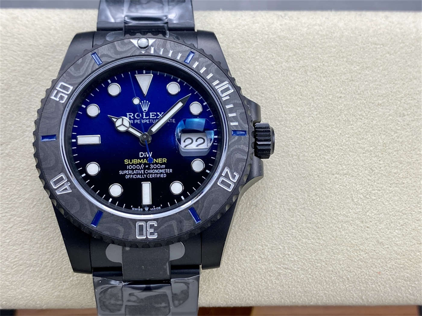 VSF DiW Submariner Gradient Blue – DLC Black Steel & Carbon Bezel (VS3135)