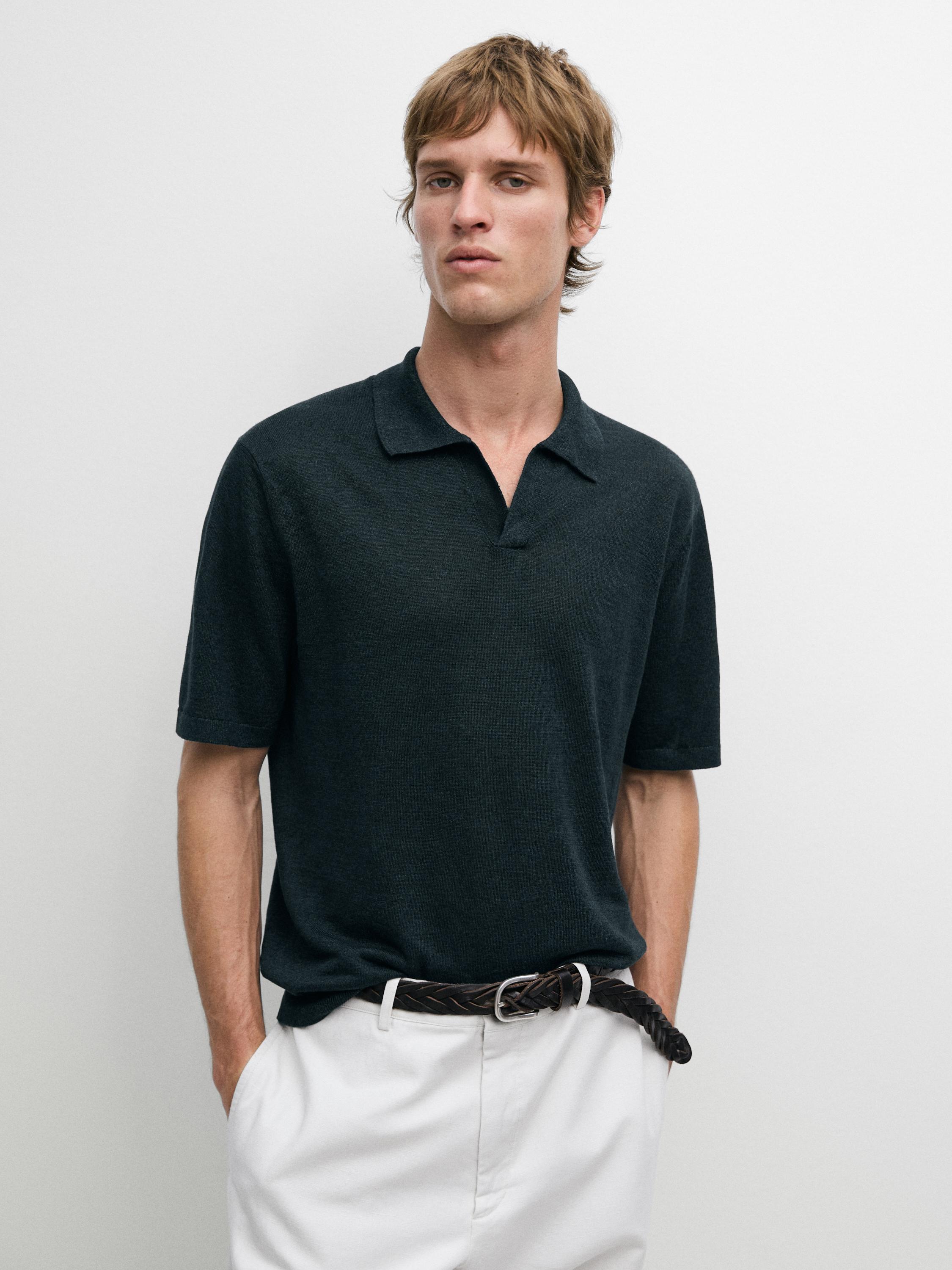 Jersey polo cuello pico lino