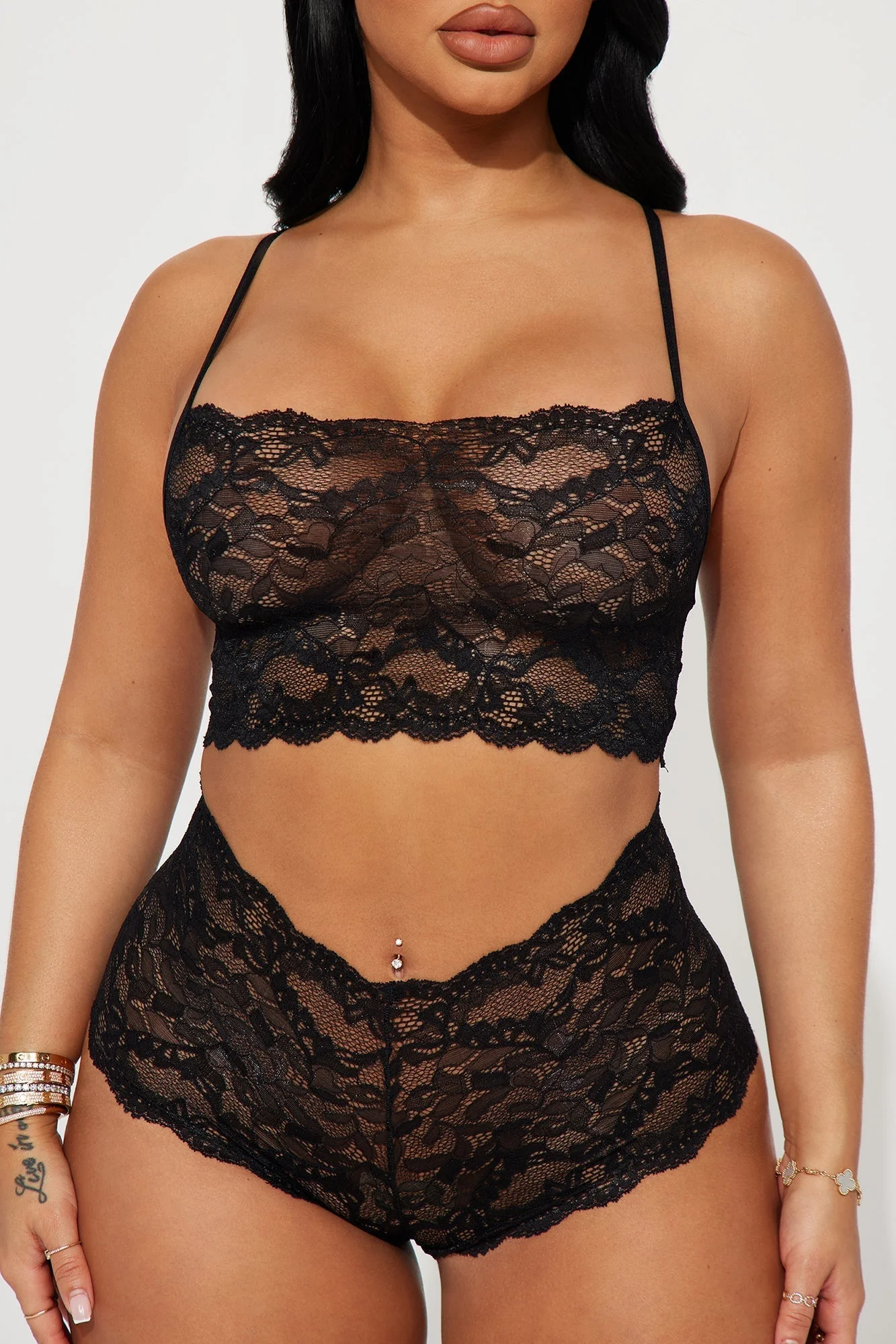 Sultry Moments Lace 2 Piece Set - Black