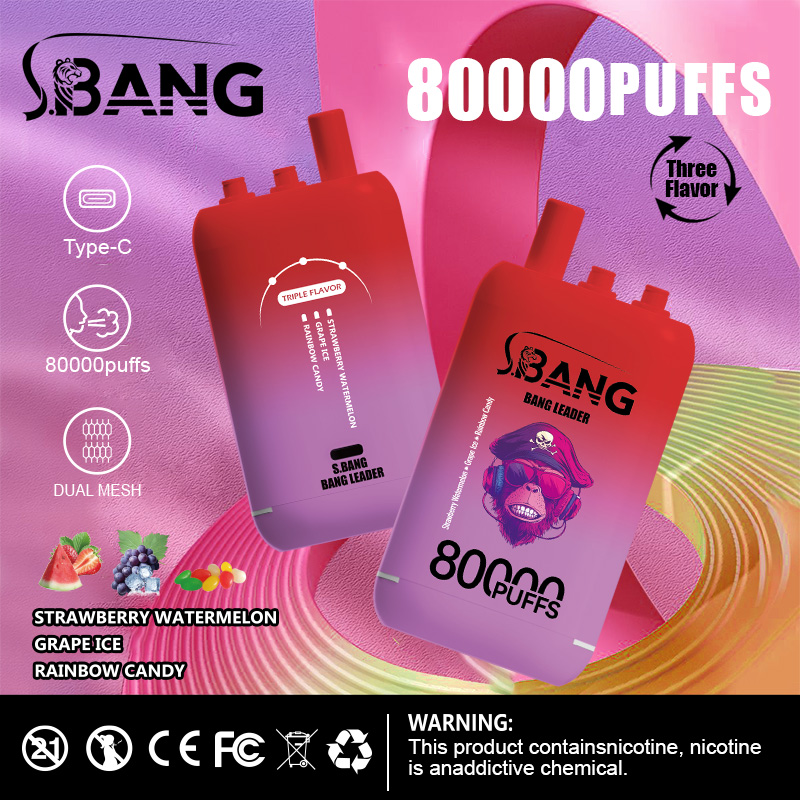 Bang Leader 80000 zaciągnięć, e‑papieros 3‑w‑1 | 3 regulowane smaki, ładowalny