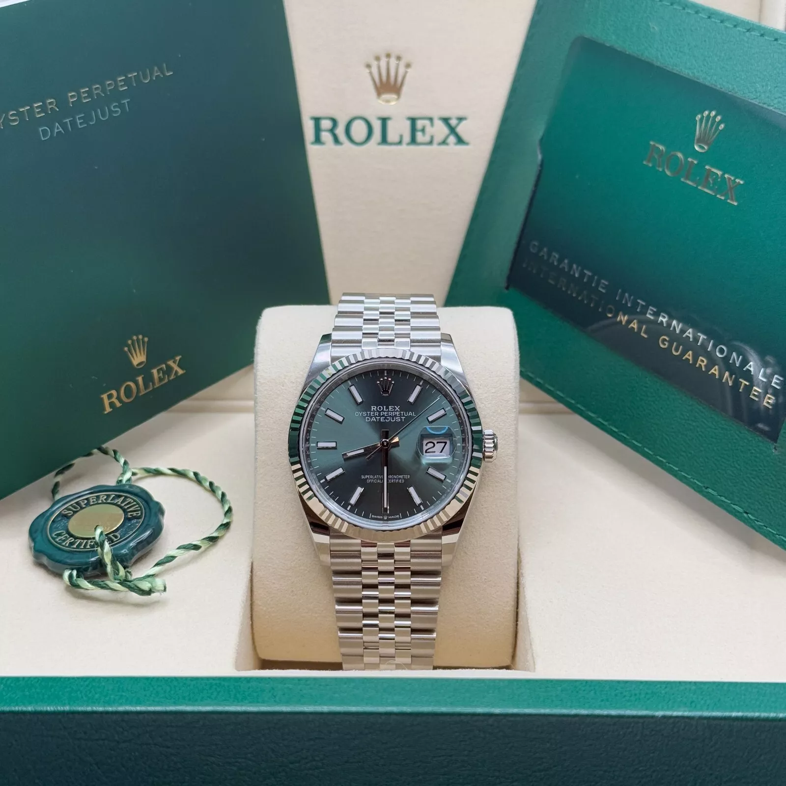 【Super Clone】RLX  Datejust 36mm 126234-0051 Mint Green Dial Jubilee Bracelet Watch