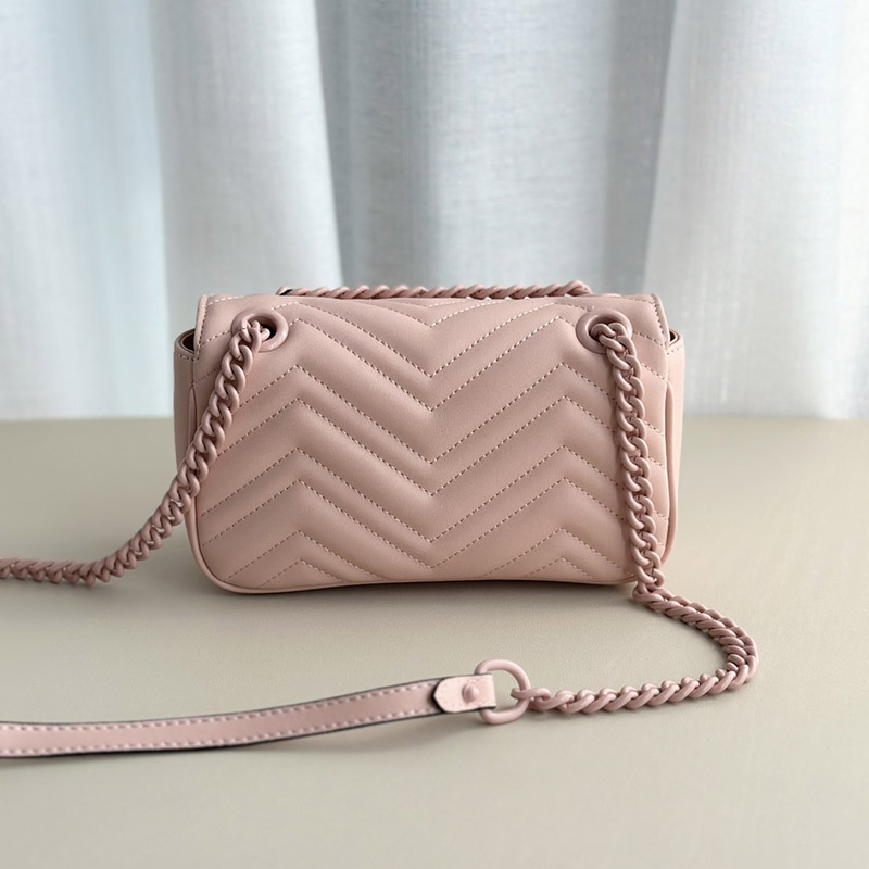 8.7″x2.4″x5.1″ Pink Leather Chains handbag BB-921277