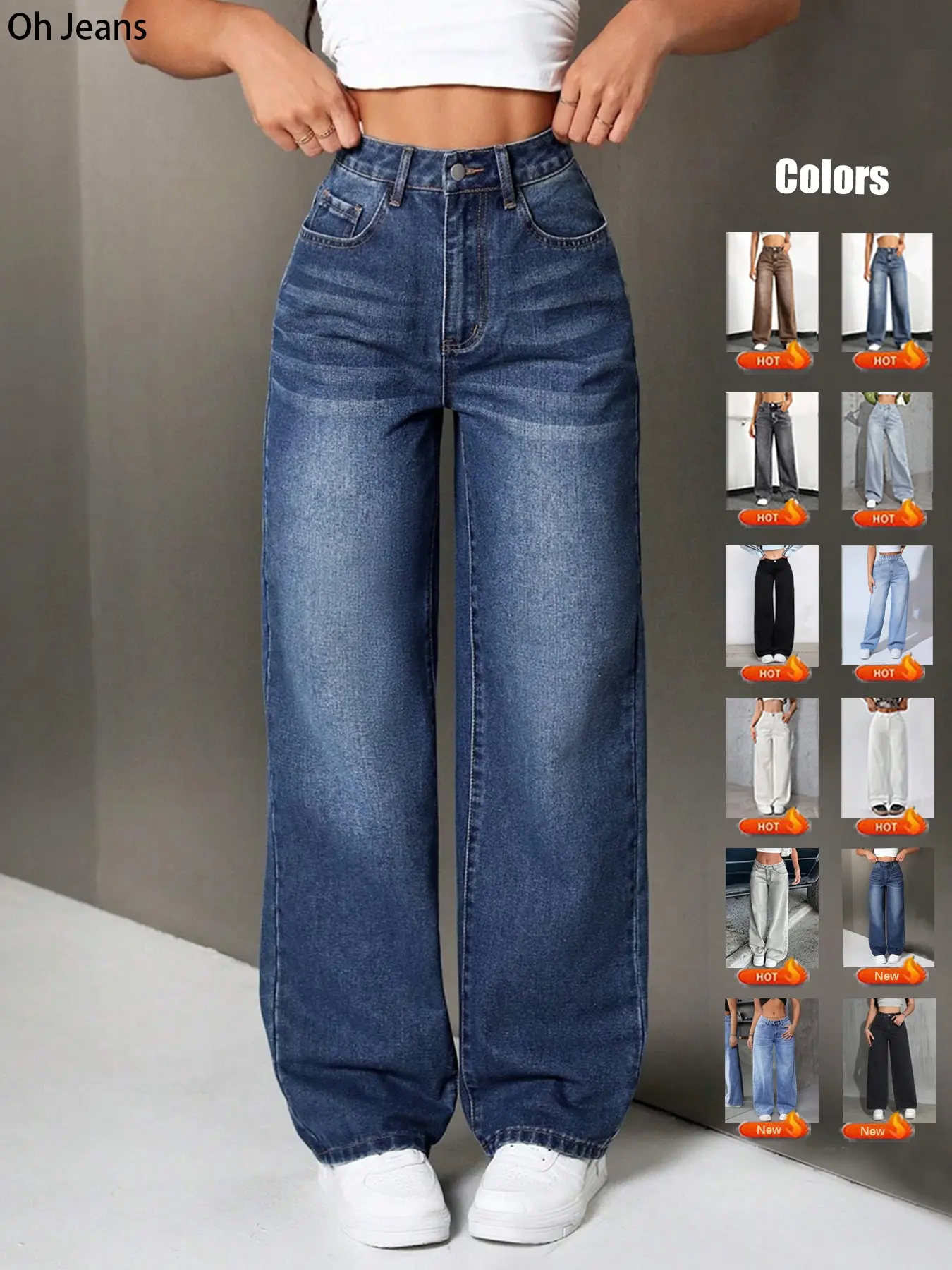 Women's Elastic Waist Denim Jeans with Pockets and Buttons, Casual Basic Fashion Comfortable Trousers for All Seasons, Perfect for Any Occasionstacked pants