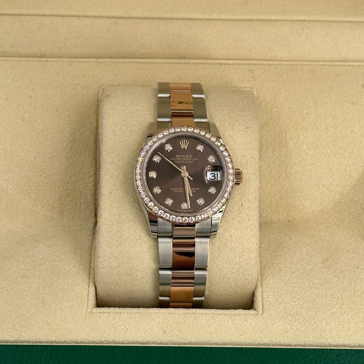 【Super Clone】RLX Datejust m278381-0027/0028 Chocolate Diamond 31mm Dial Diamond-Set Bezel and Oyster Bracelet Watch