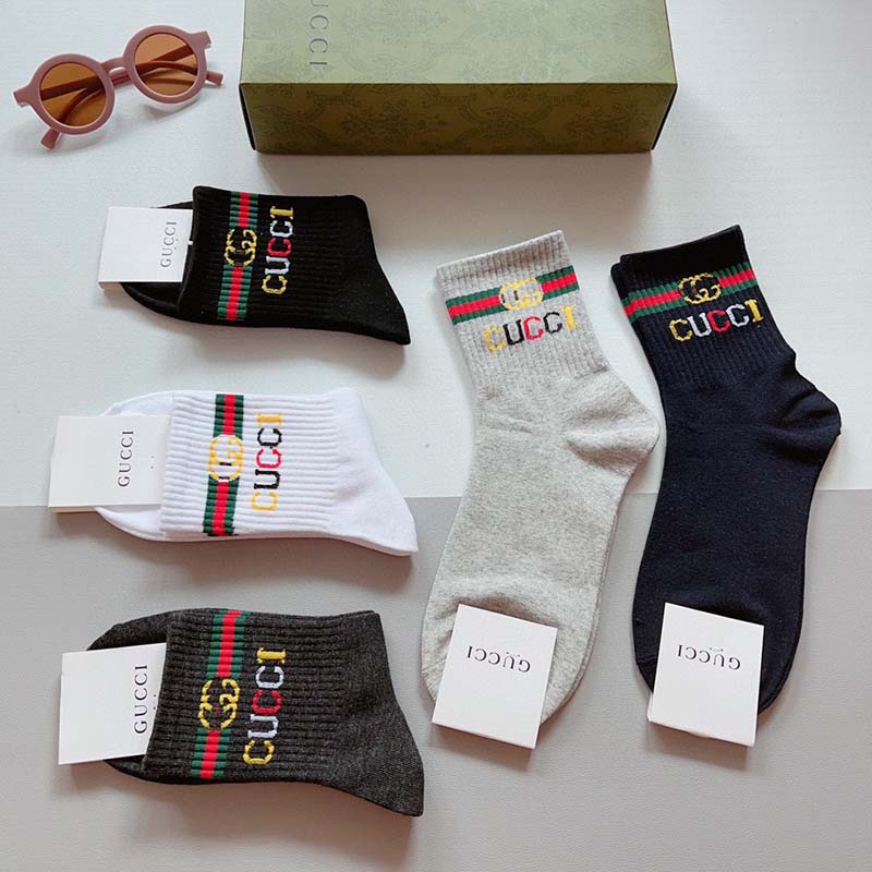 Set of 5 Pairs of Cotton Anti-bacterial Crew Socks WZ-924000162