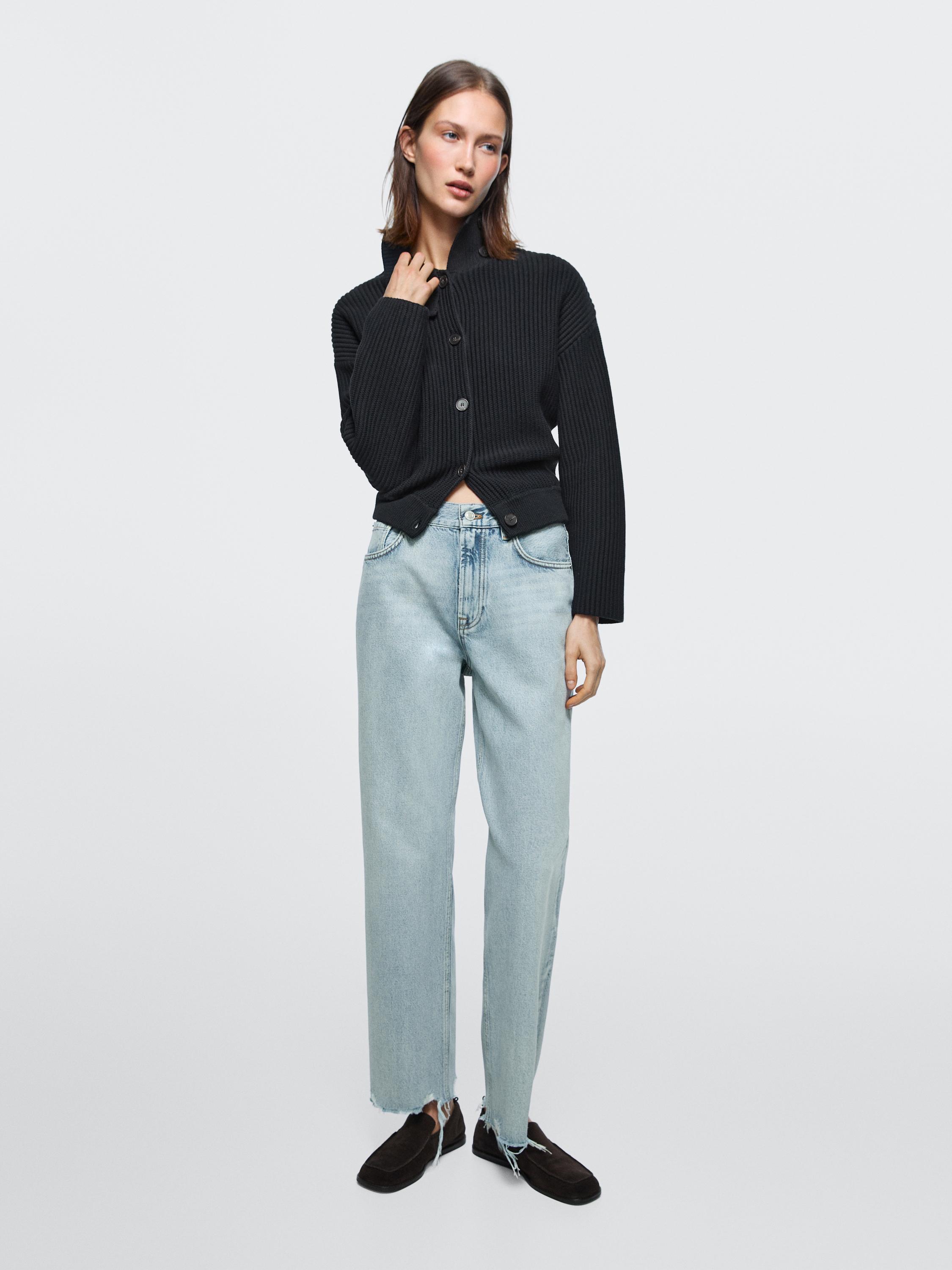 Jeans straight fit tiro alto
