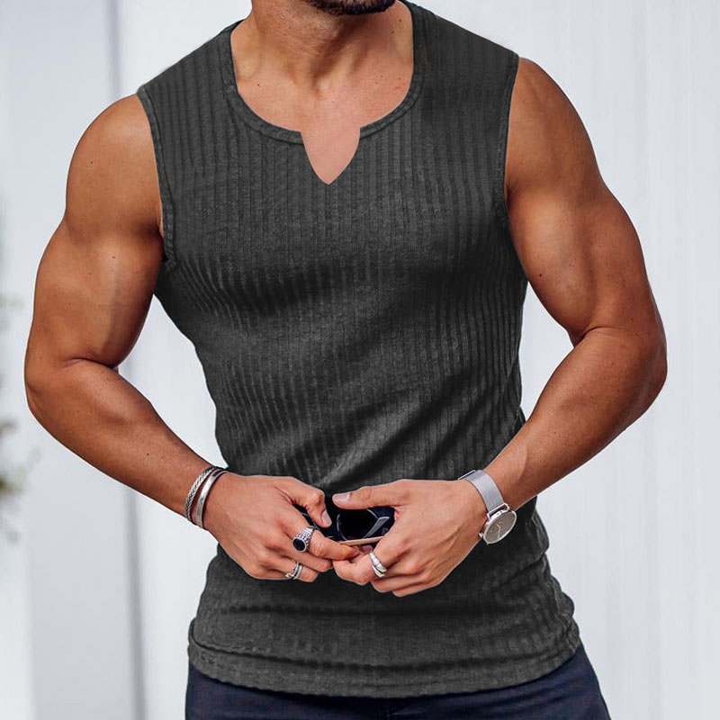 Sporty Slim Fit Small V Neck Sleeveless Tank Top