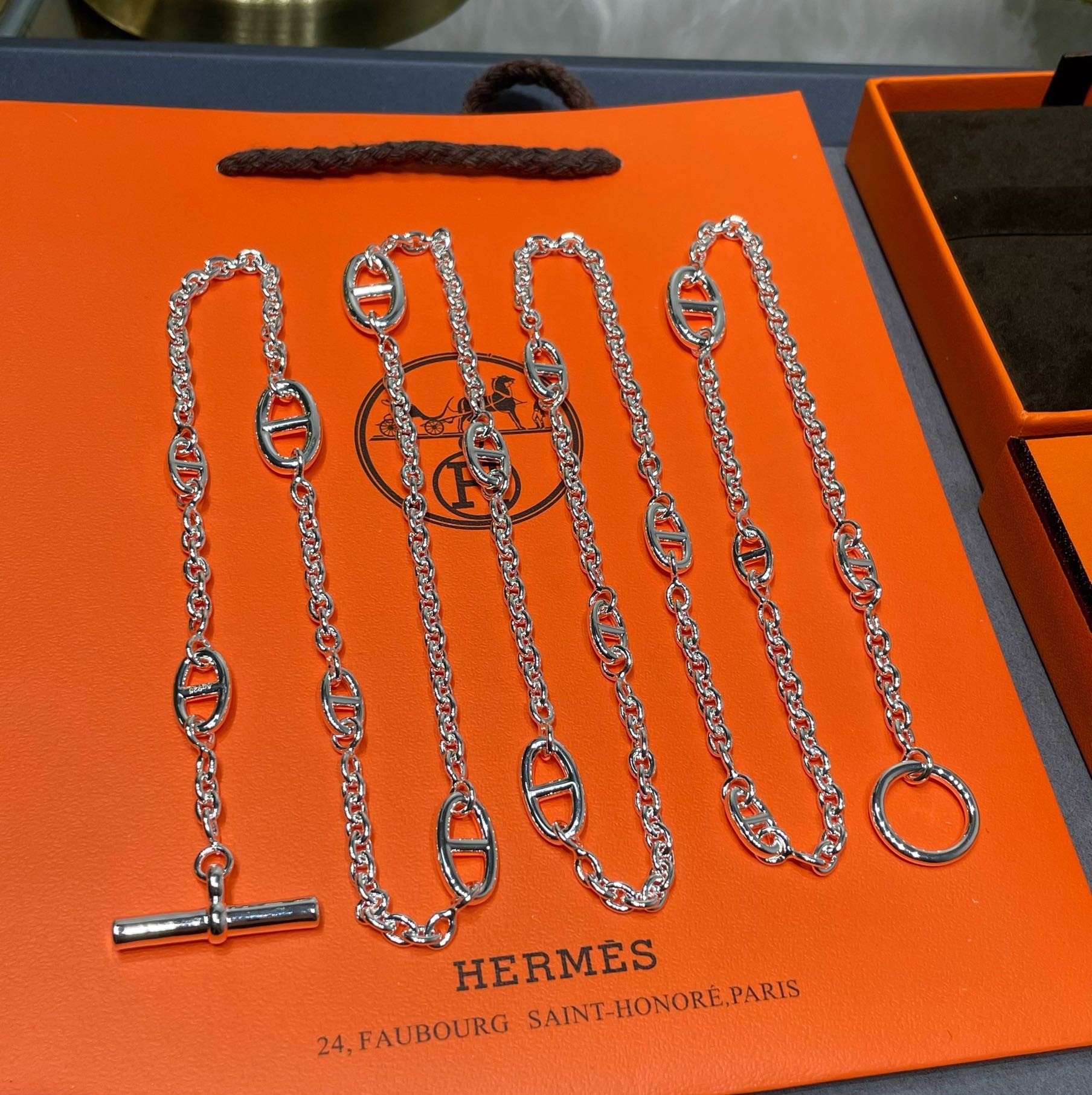 Classic 120cm Silver Chains Necklace HHXL-912002