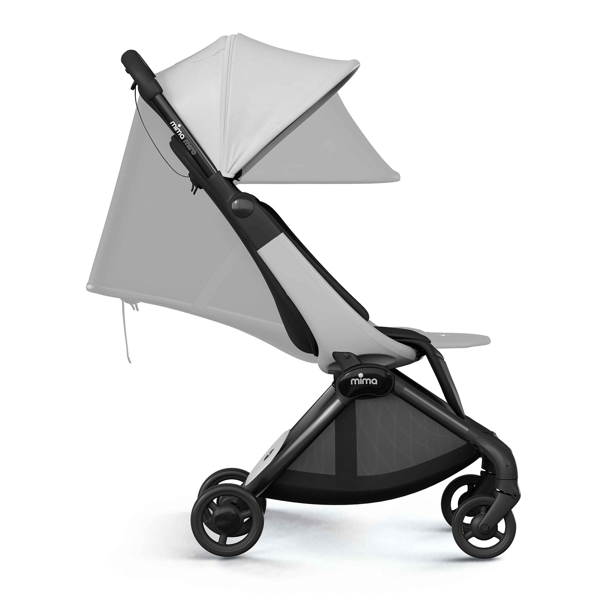 Mima Miro Compact Stroller + Bumper Bar + Cup Holder - White