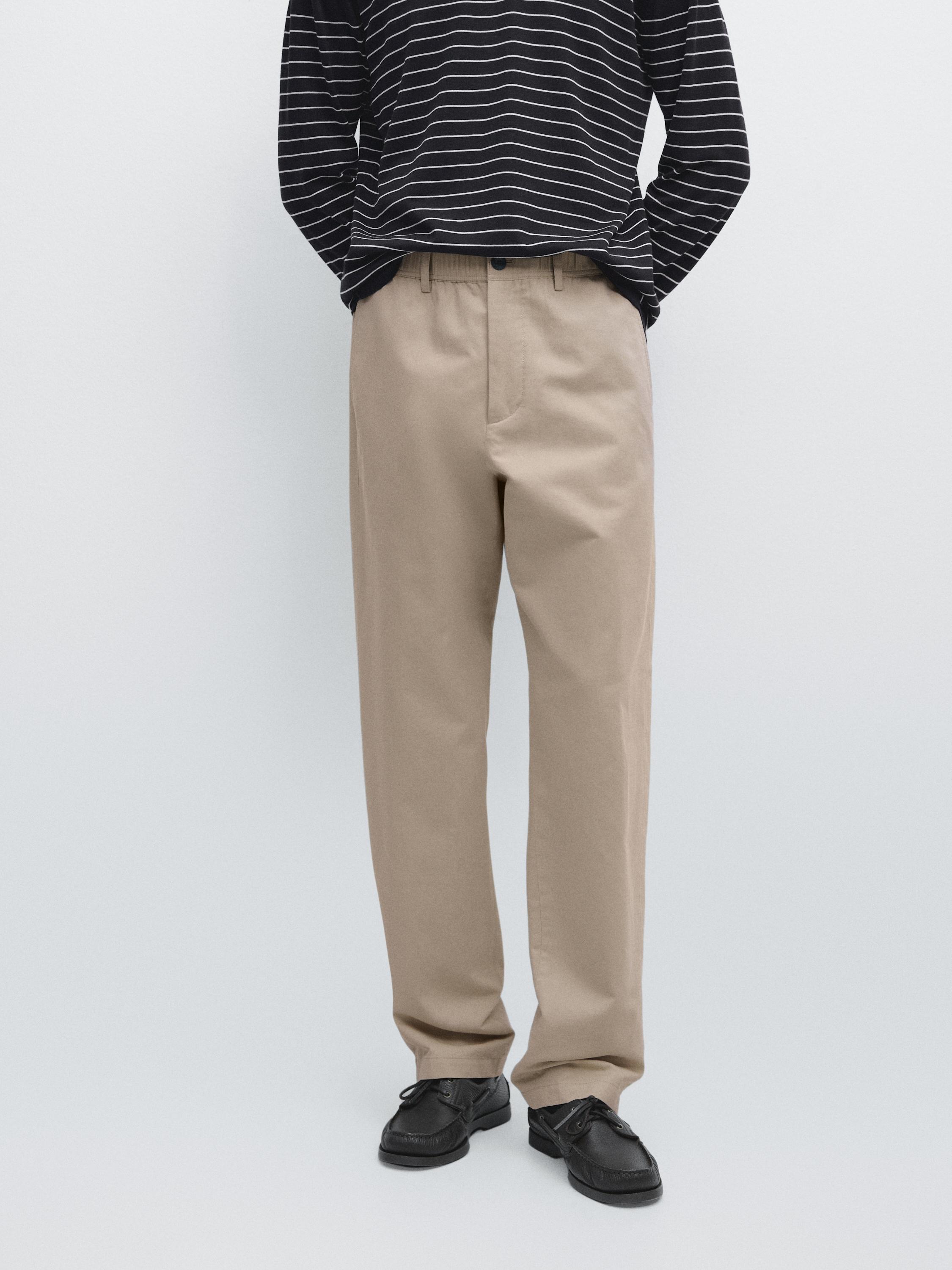 Pantalón jogger fit algodón lino