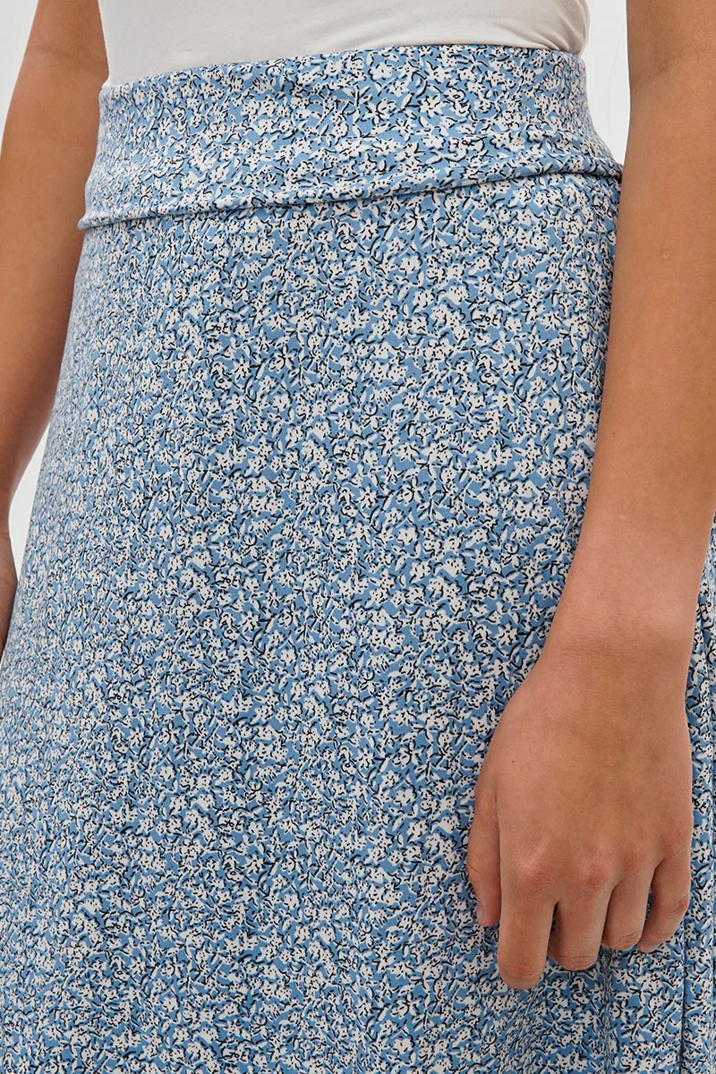 Floral A-Line Skirt - Blue