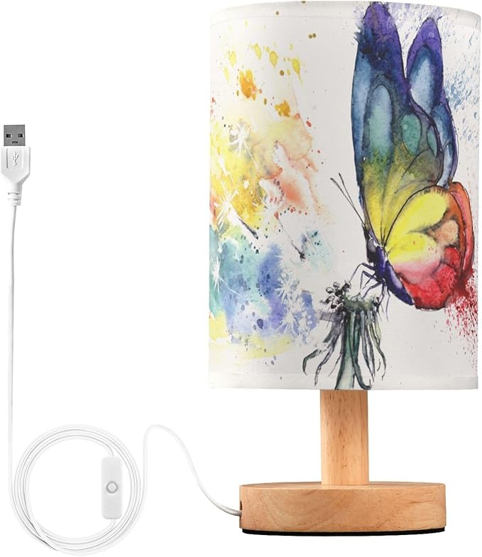 Table Lamp Paint Butterfly Dandelion Nightstand Lamp