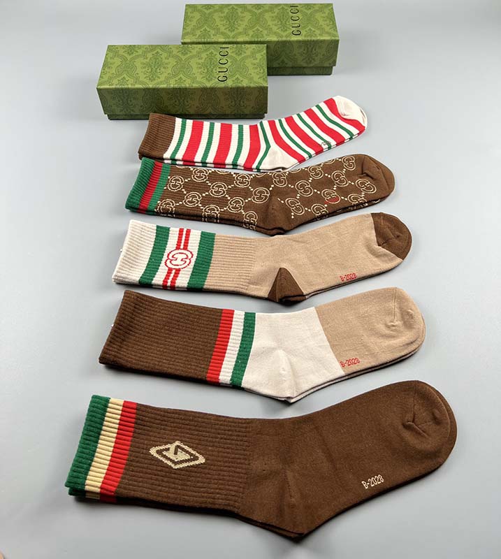 Set of 5 Pairs of Cotton Anti-bacterial Crew Socks WZ-924000167