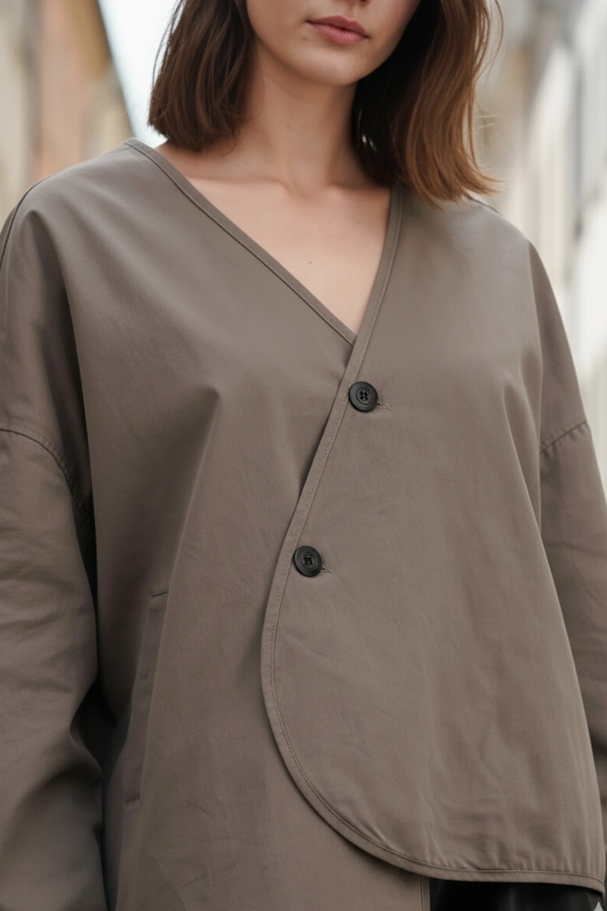 Diagonal Flap Street Wrap Shirt