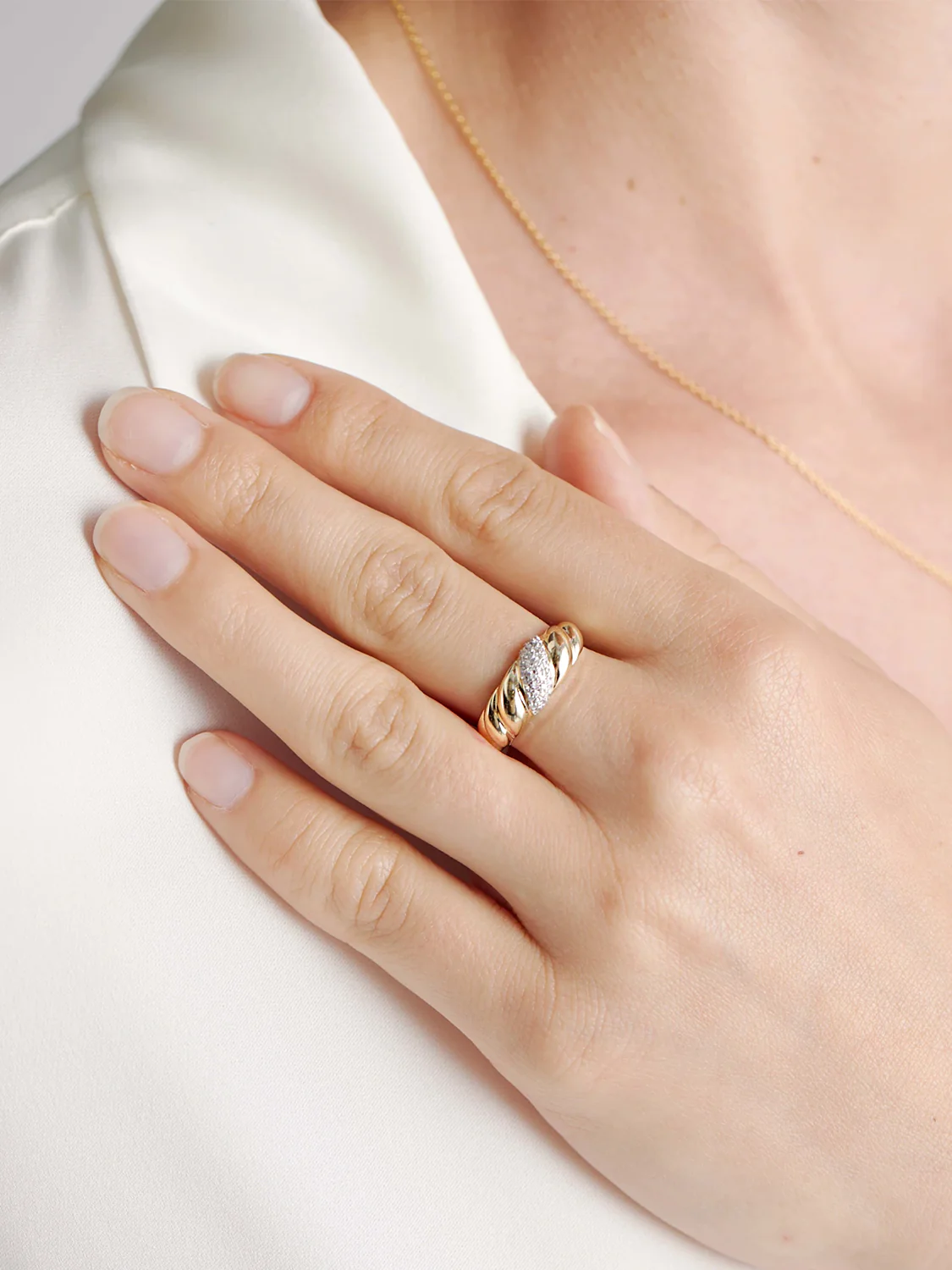 Pave Curve White Sapphire Ring