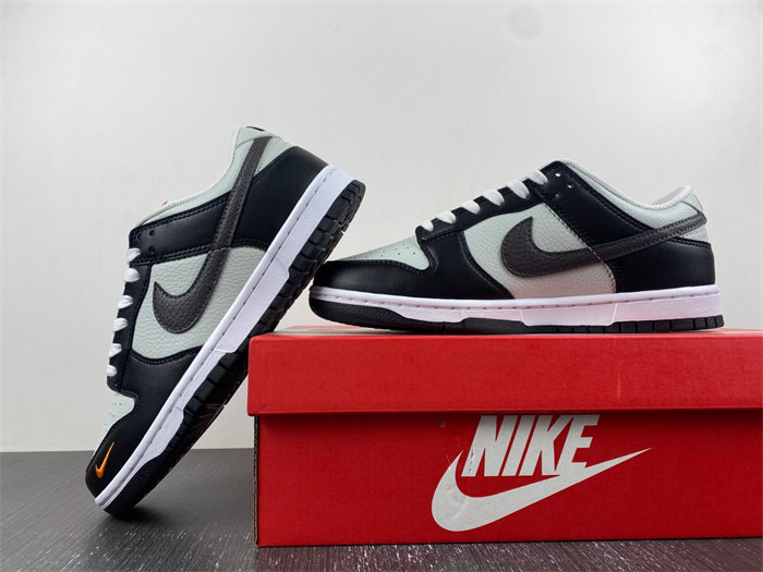 NK Dunk Low Grey Black Orange Mini Swoosh FN7808-001