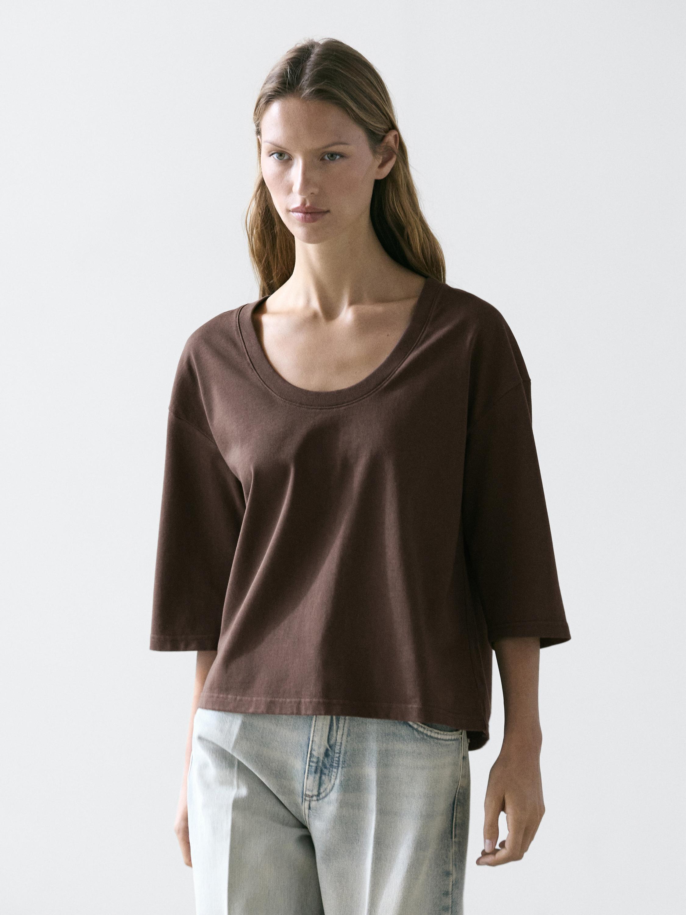 Camiseta cuello olla 100% algodón
