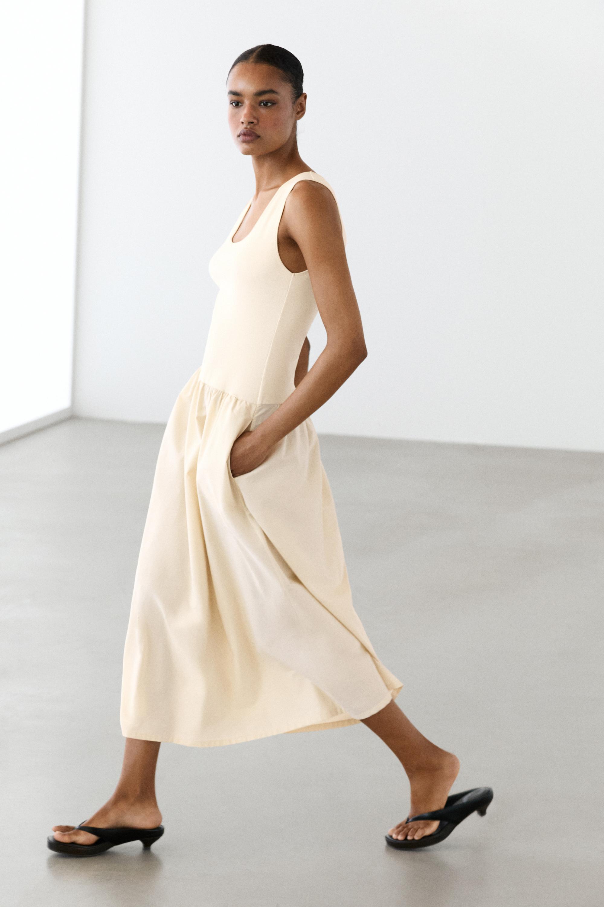 Vestido combinado popelín mezcla algodón
