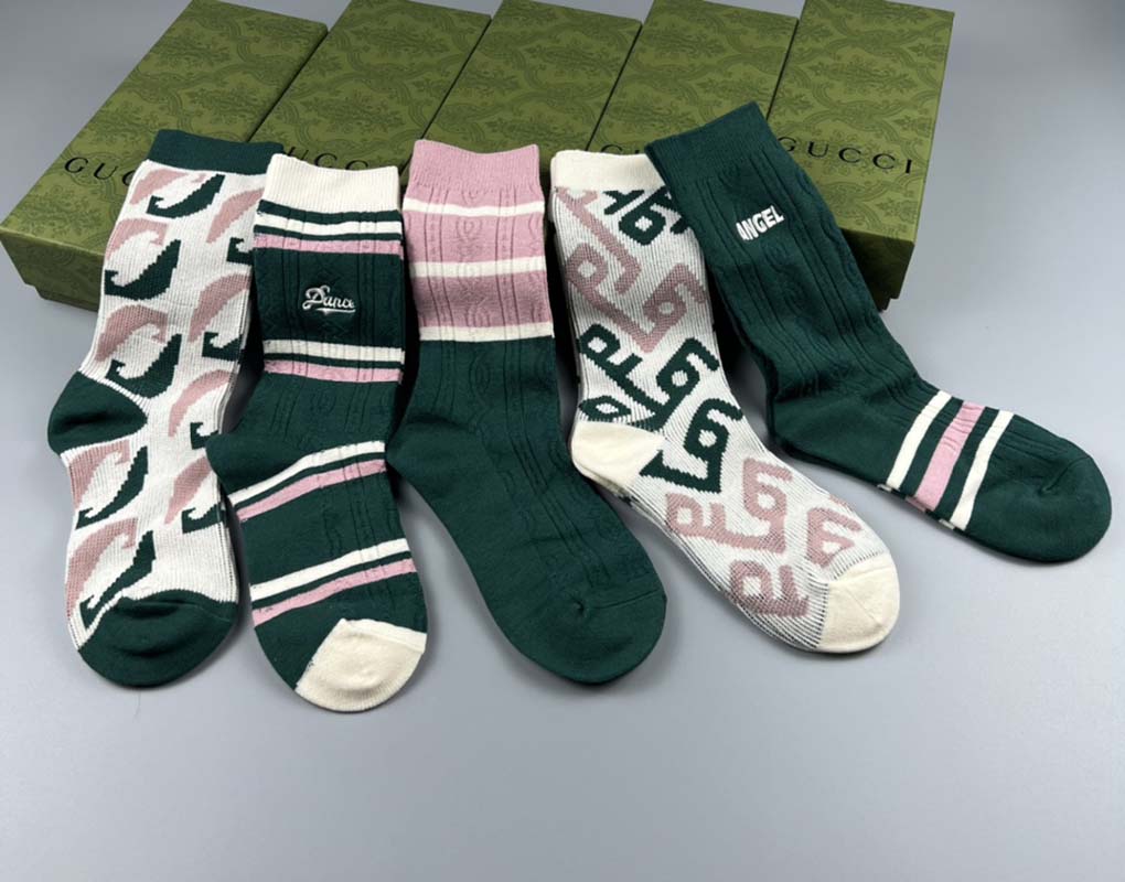 Set of 5 Pairs of Cotton Anti-bacterial Crew Socks WZ-924000172