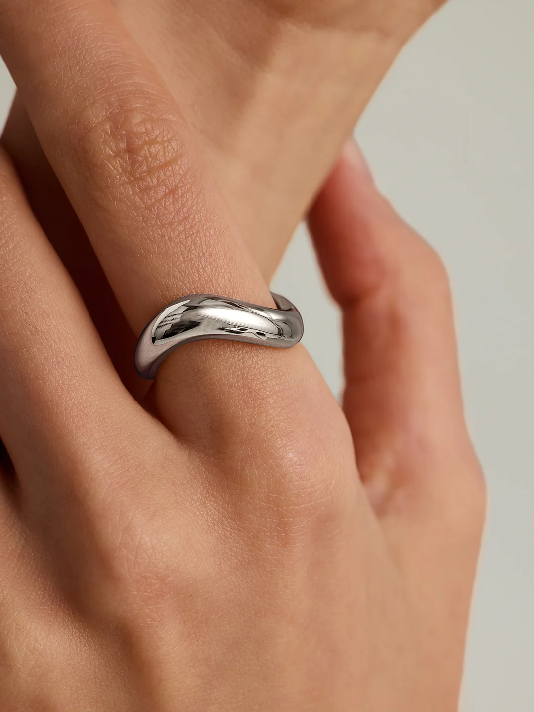 Silver Dome Wave Ring