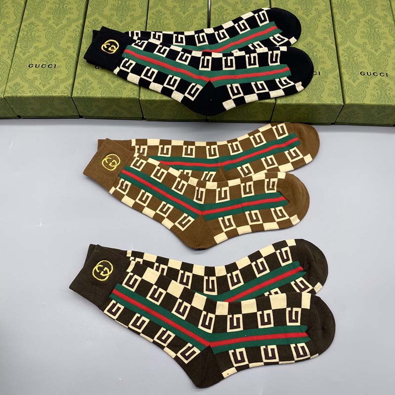 Set of 3 Pairs of Cotton Anti-bacterial Crew Socks WZ-924000163