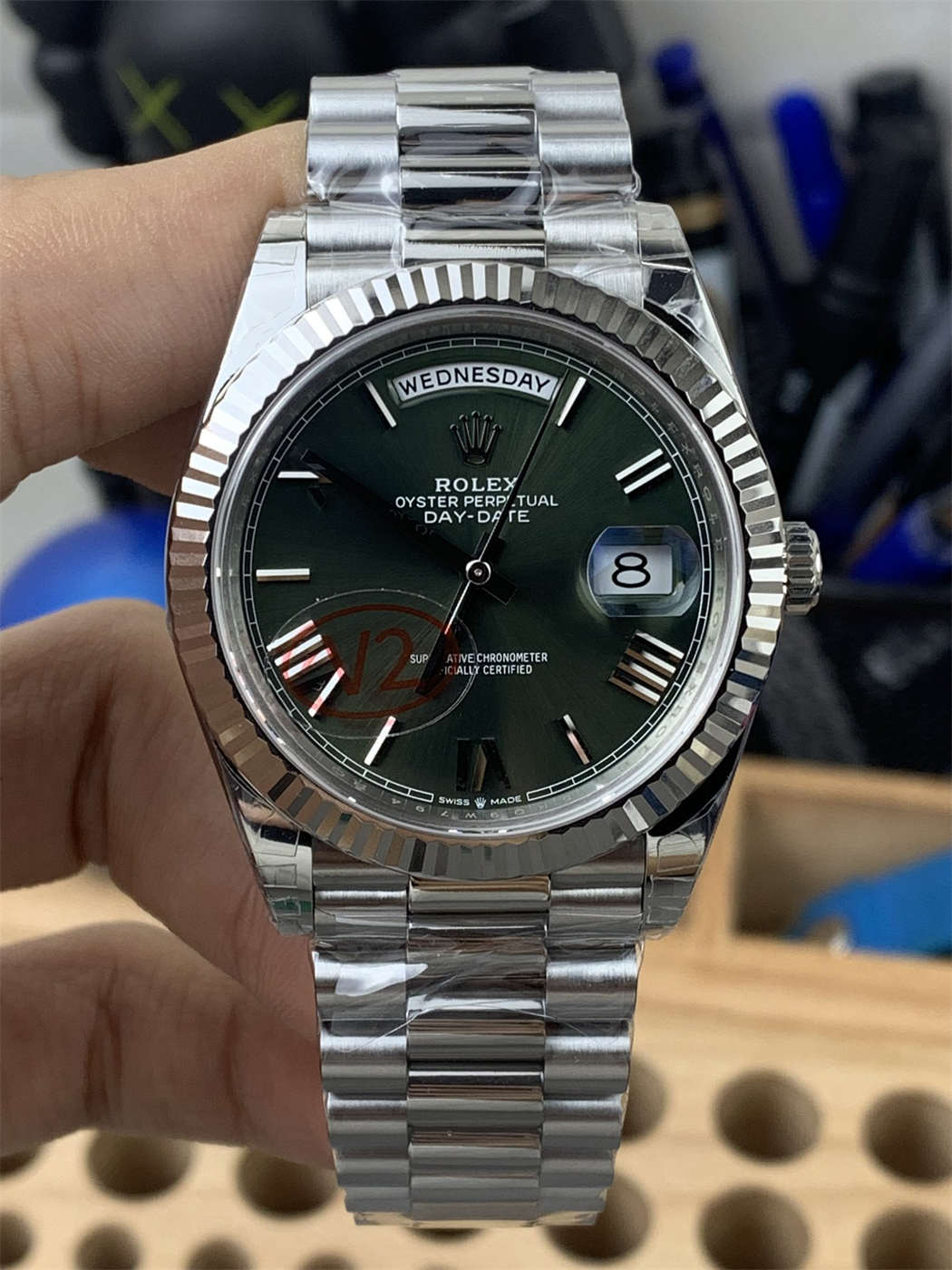 VSF Tungsten Day-Date 40 Olive Green – 228239 White Gold (182g Weighted)