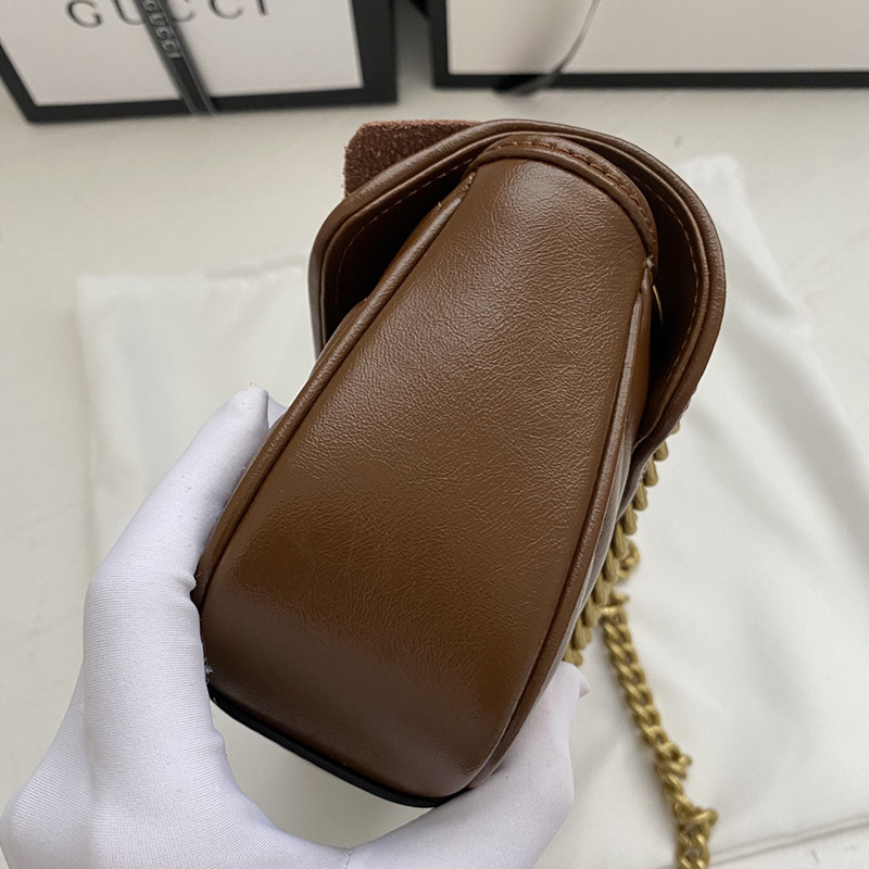 Genuine leather Mini 6.5″x3.9″x2.0″ Small 8.7″x5.5″x2.4″ Big 10.2″x5.9″x2.8″ Brown Messenger bag with Chains BB-921751