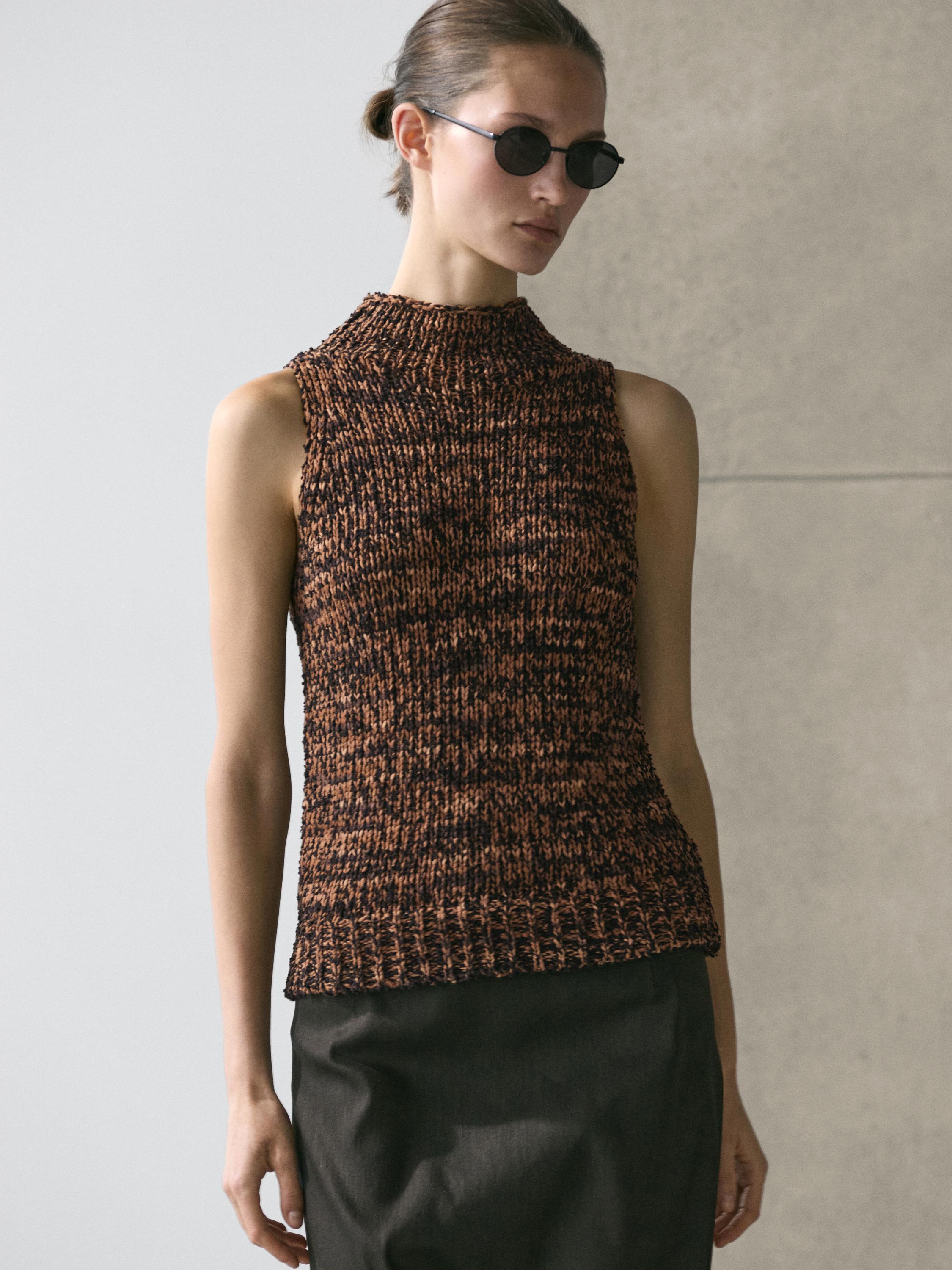 Top halter punto jaspeado
