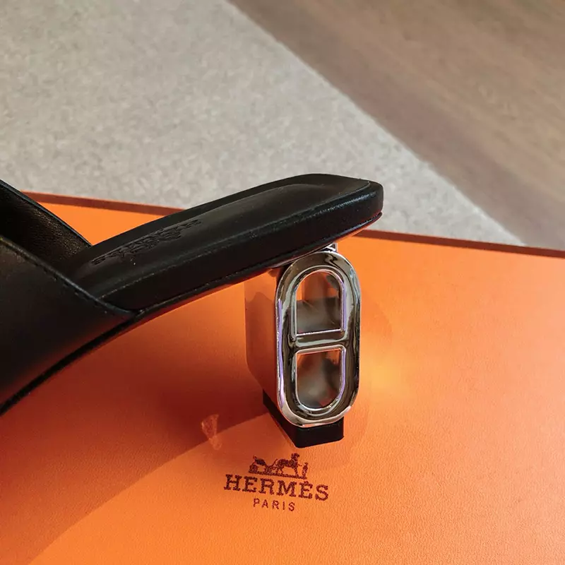 Fashion High Quality 6cm Heel Real Leather Slippers LX-872309