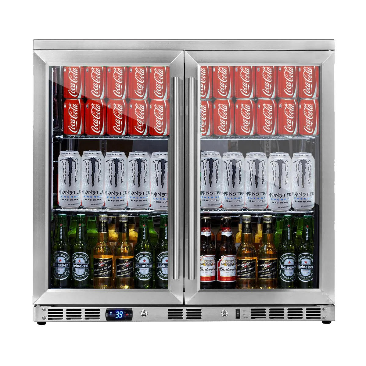 KingsBottle 36" Heating Glass 2 Door Built In Beverage Fridge