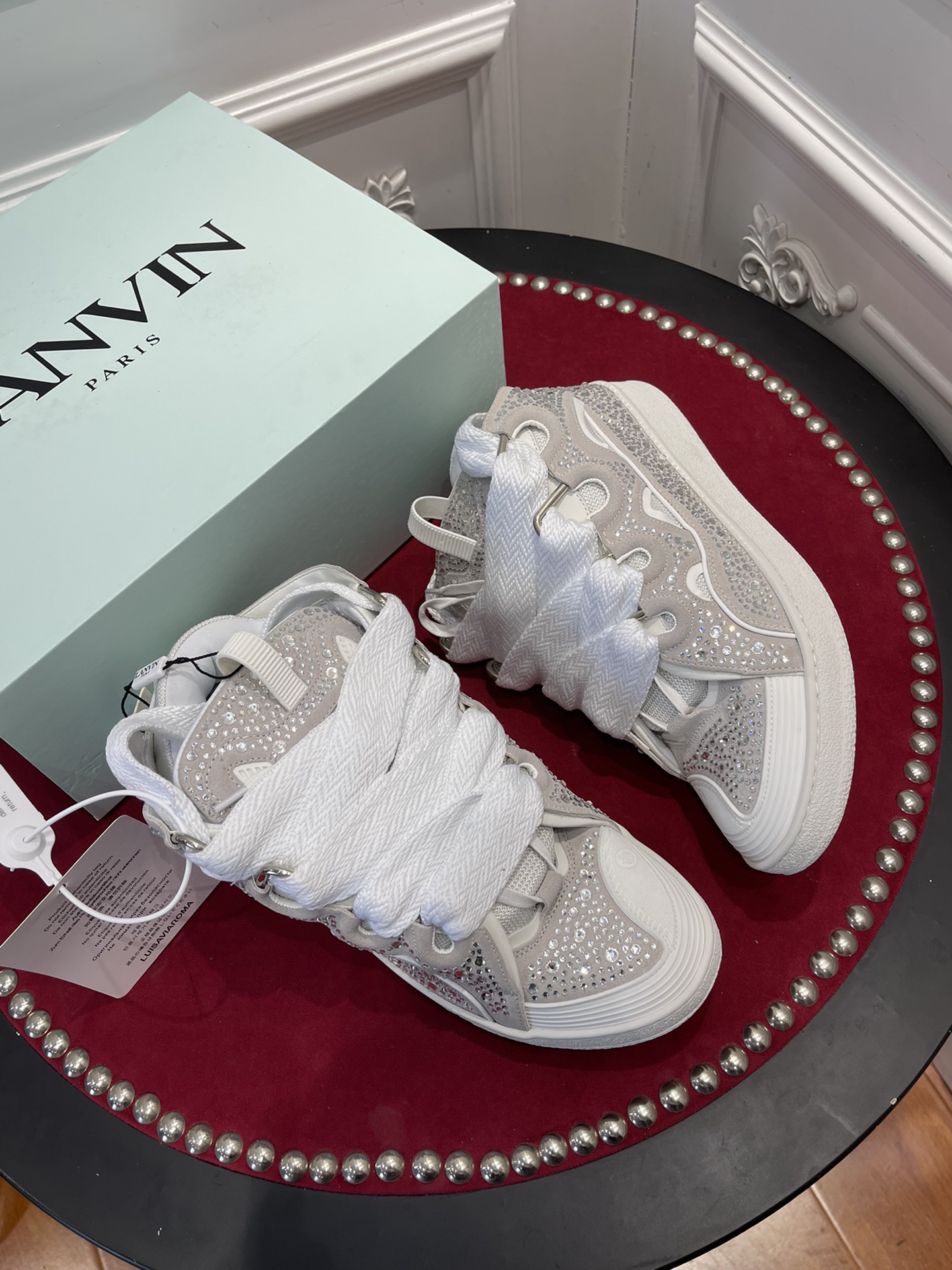 LAN Curb Sneaker White Rhinestone FMSKRK11STRAP22
