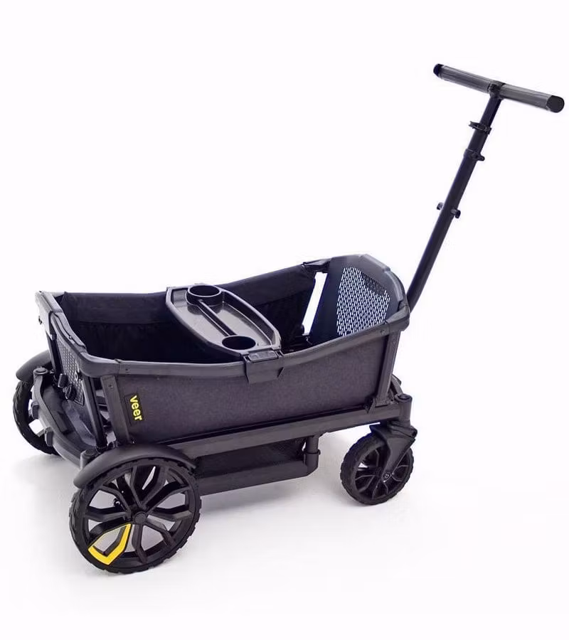 Veer Cruiser (2 Seater) Stroller Wagon + Canopy + Basket Bundle - Grey / Grey