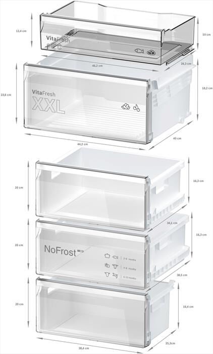 BOSCH - Frigorifero Combinato KGN367LDF Classe D 186x60 cm-Metal look