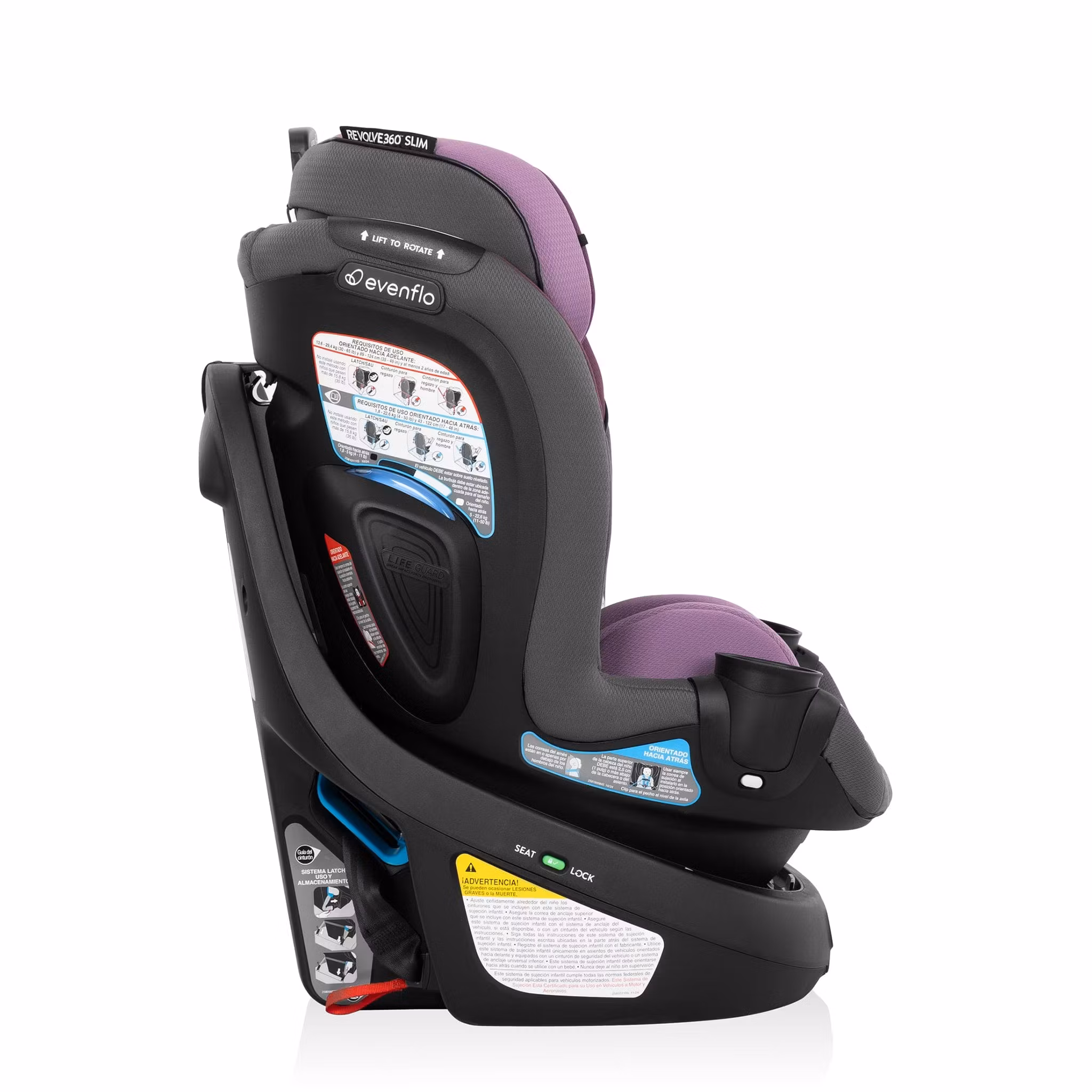 Evenflo GOLD Revolve360 Slim 2-in-1 Rotational Convertible Car Seat with SensorSafe - Amethyst