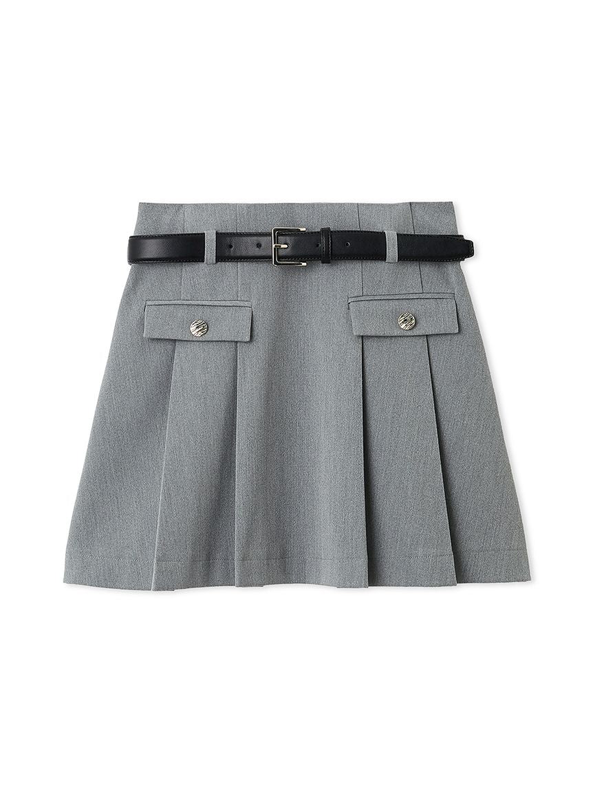 Pleated Mini Skirt with Belt