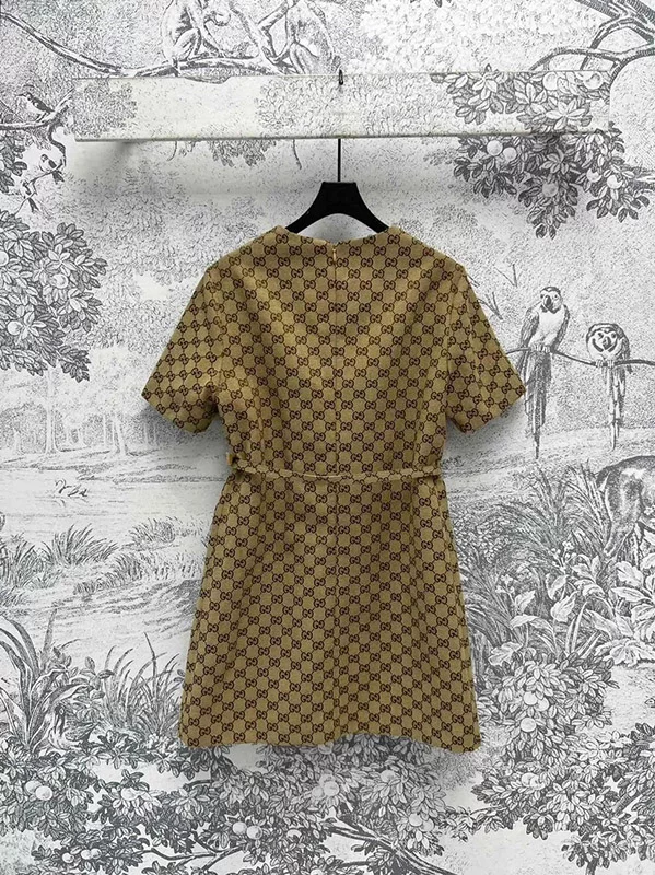Round Neck Short Sleeve Straight Dress QZ-93131