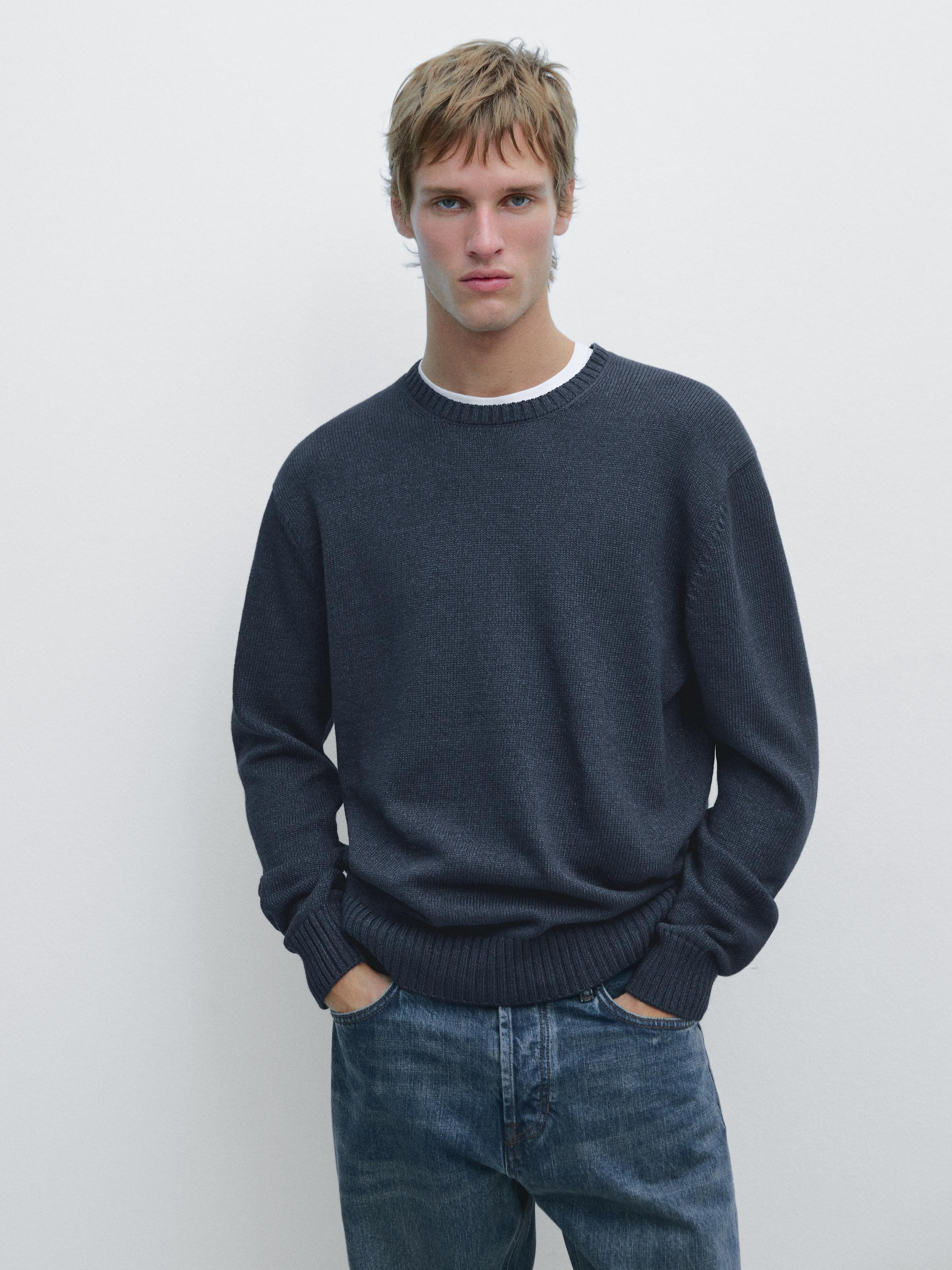 Jersey punto cuello redondo efecto denim