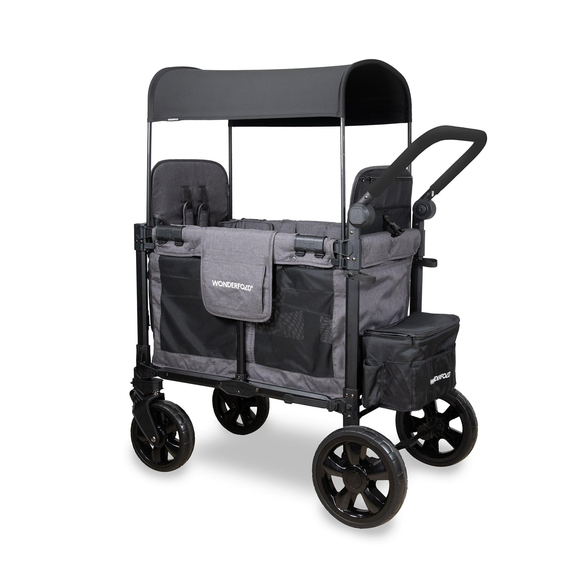 WonderFold W2 Elite Pro (2 Seater) Double Stroller Wagon - Charcoal Gray