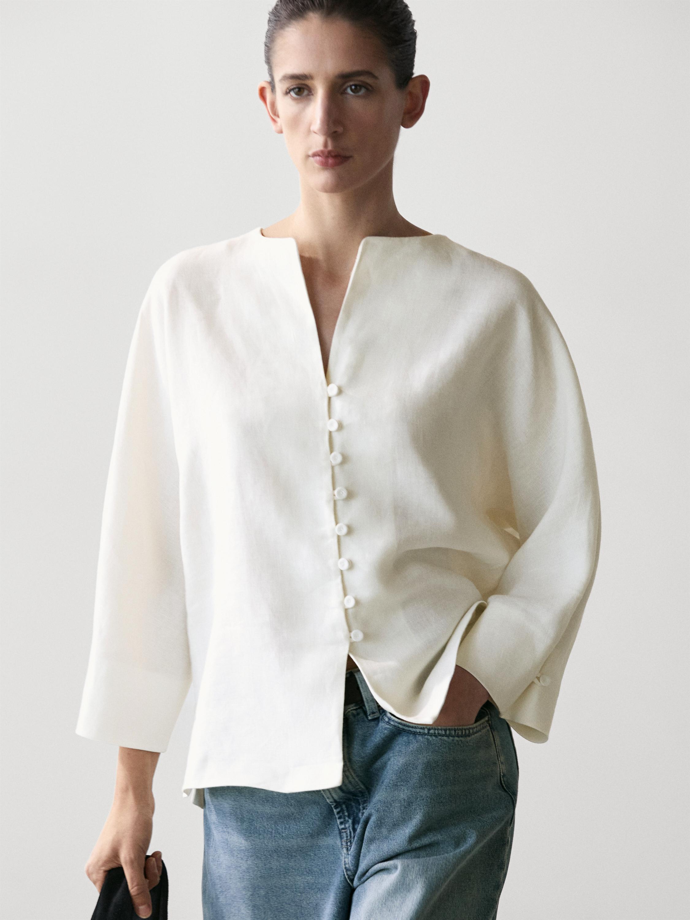 Chaqueta detalle botones lino