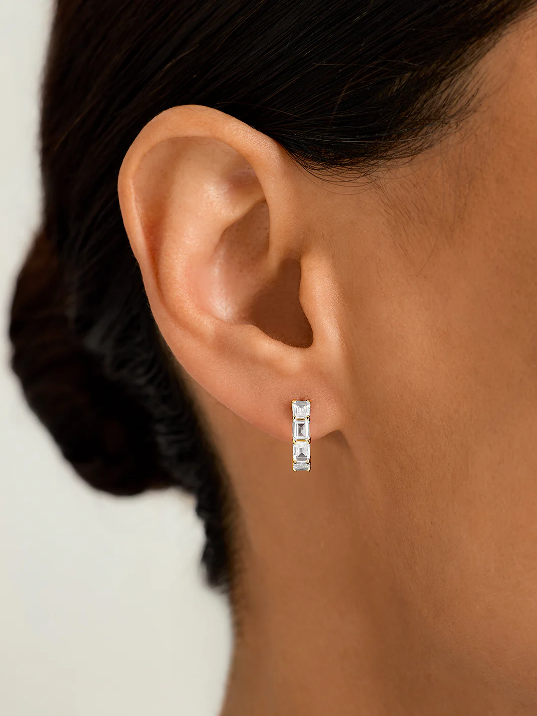 Emerald Cut Sapphire Huggies