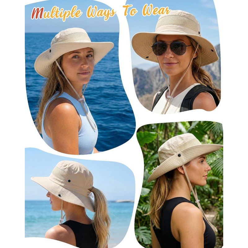 Women's Sun Hat with Ponytail Hole Beach