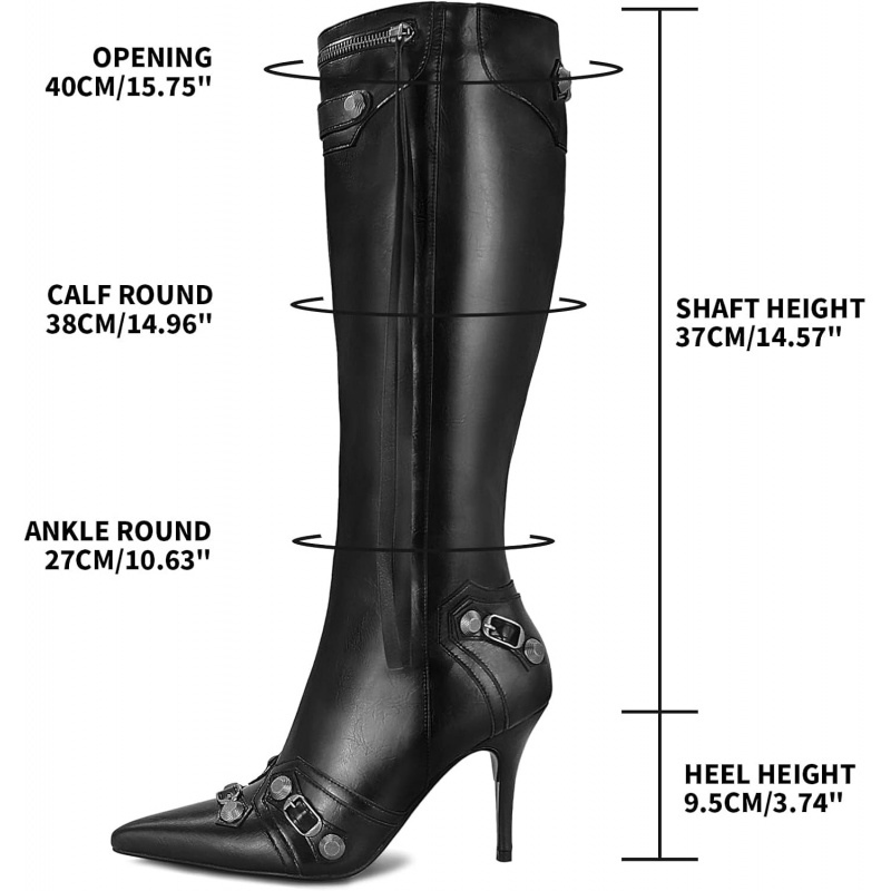 Women's Stiletto Black Knee High Boots