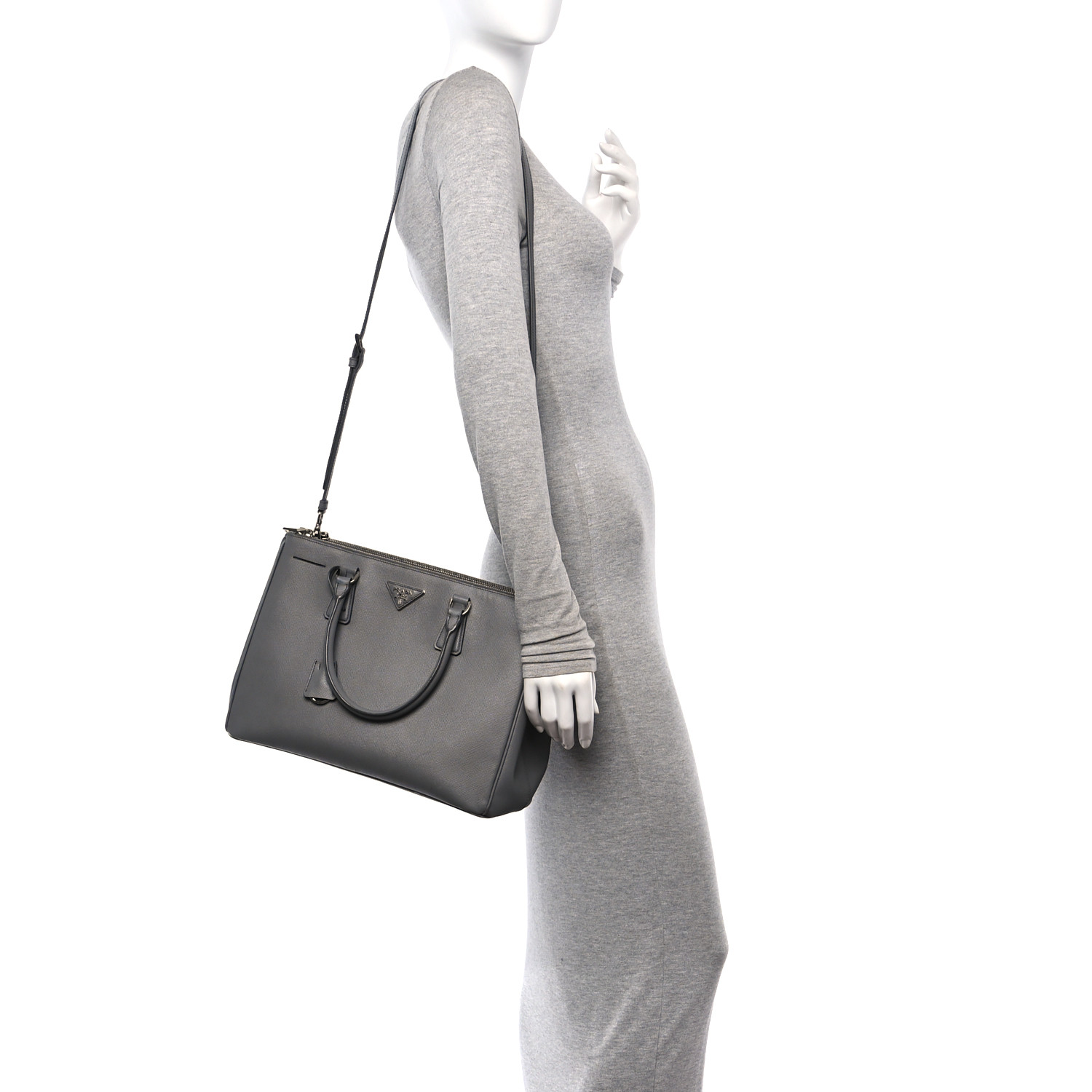 Saffiano Lux Large Galleria Double Zip Tote Marmo
