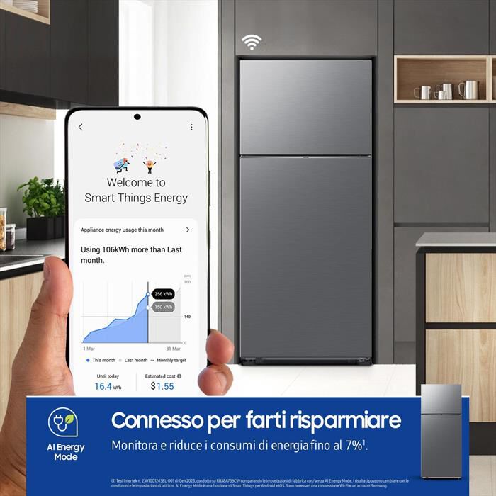 SAMSUNG - Frigorifero 2 porte RT53DG7A14S9EF Classe E 530 lt-Metal Inox