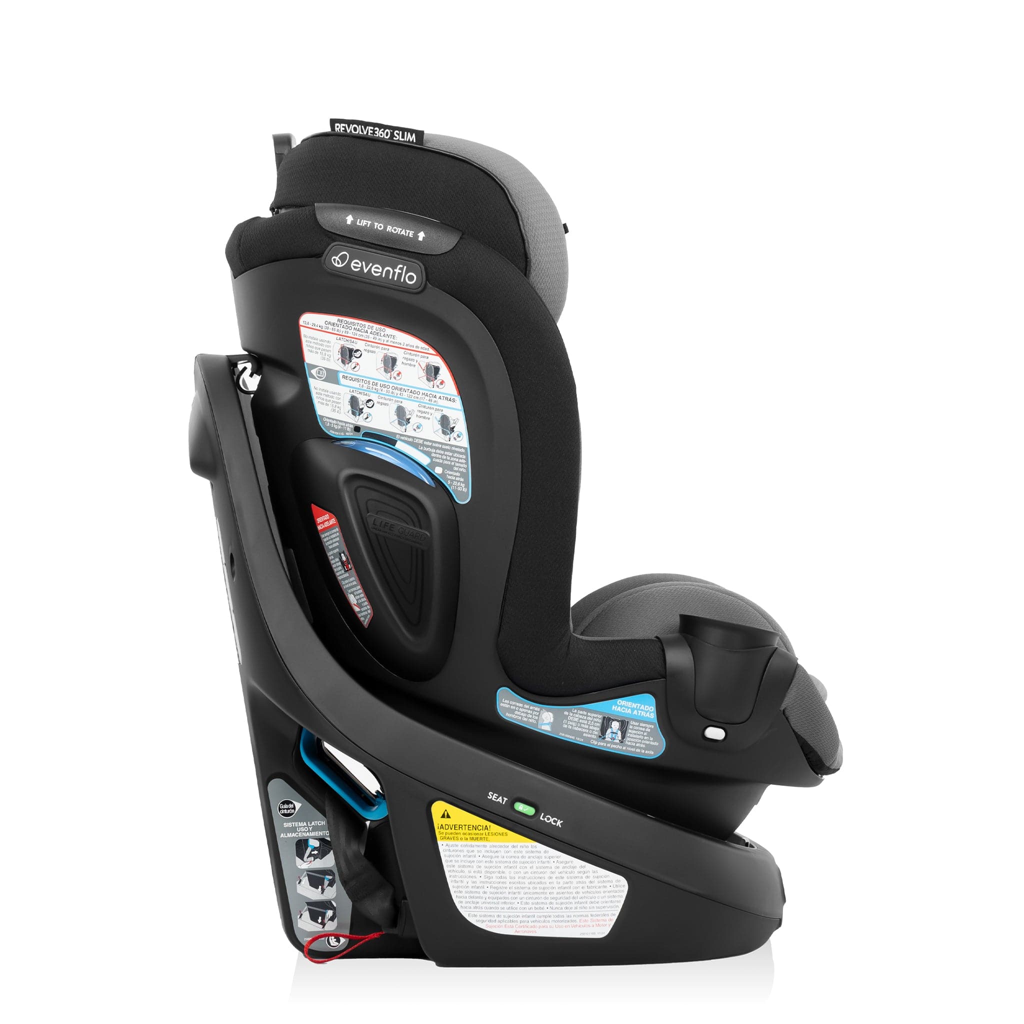 Evenflo GOLD Revolve360 Slim 2-in-1 Rotational Convertible Car Seat with SensorSafe - Obsidian