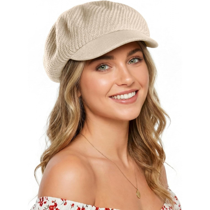 Women's Breathable Linen Visor Beret Cap