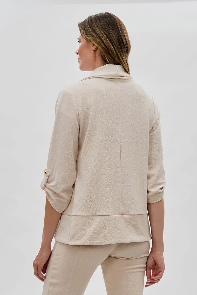 Open Roll Up Sleeve Blazer - Cream