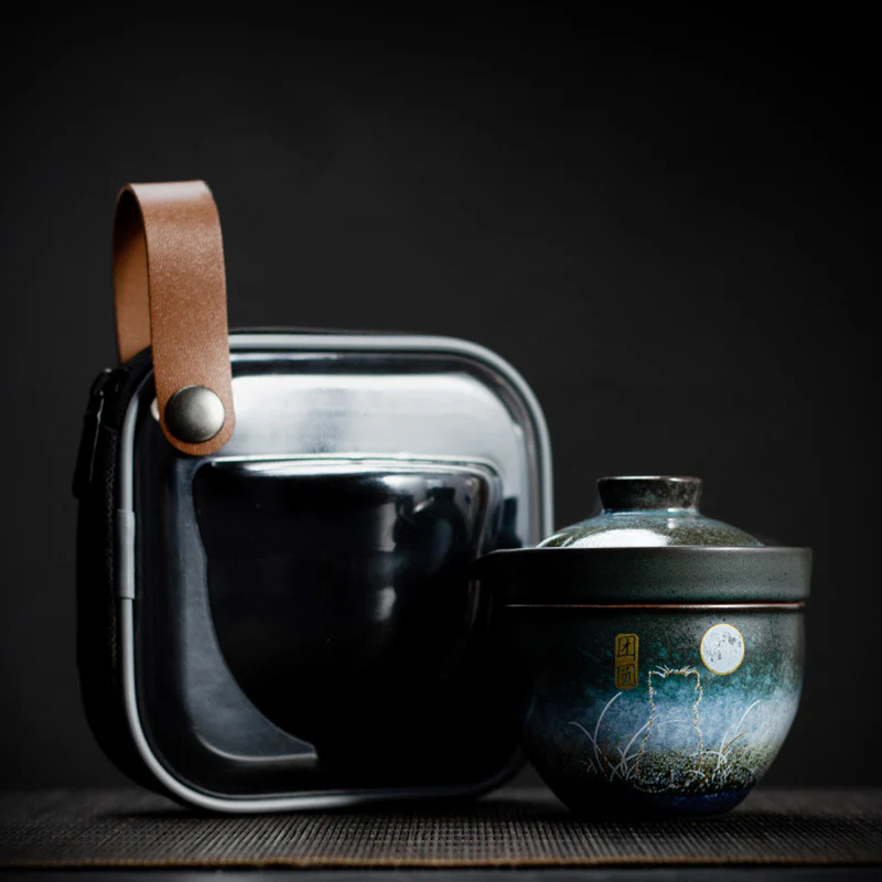 Ceramic Teacup Deer Mountain Trees Lovely Cat Black Tea Cup With Lid and Bag