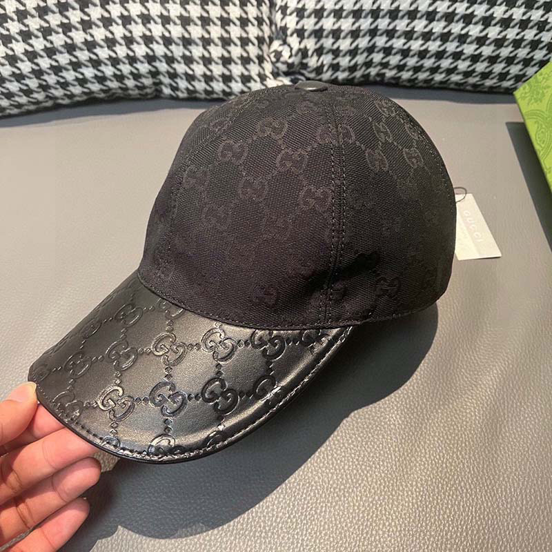 Fashion Adjustable Black Leather Baseball Cap MZ-916080